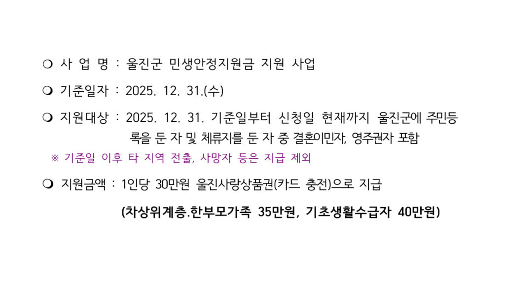 울진 민생지원금 3차