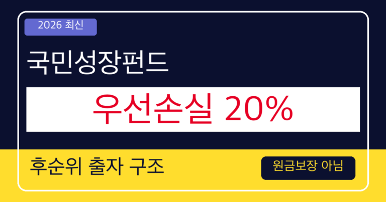 국민성장펀드 우선손실 20% 후순위 출자 구조 2026 대표 썸네일