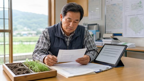 농사직불금 기준 서류 확인 상담 장면