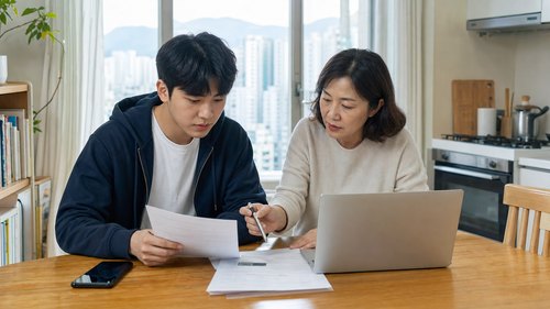 부산 학자금대출 이자지원 신청 2026 서류를 확인하는 대학생과 가족