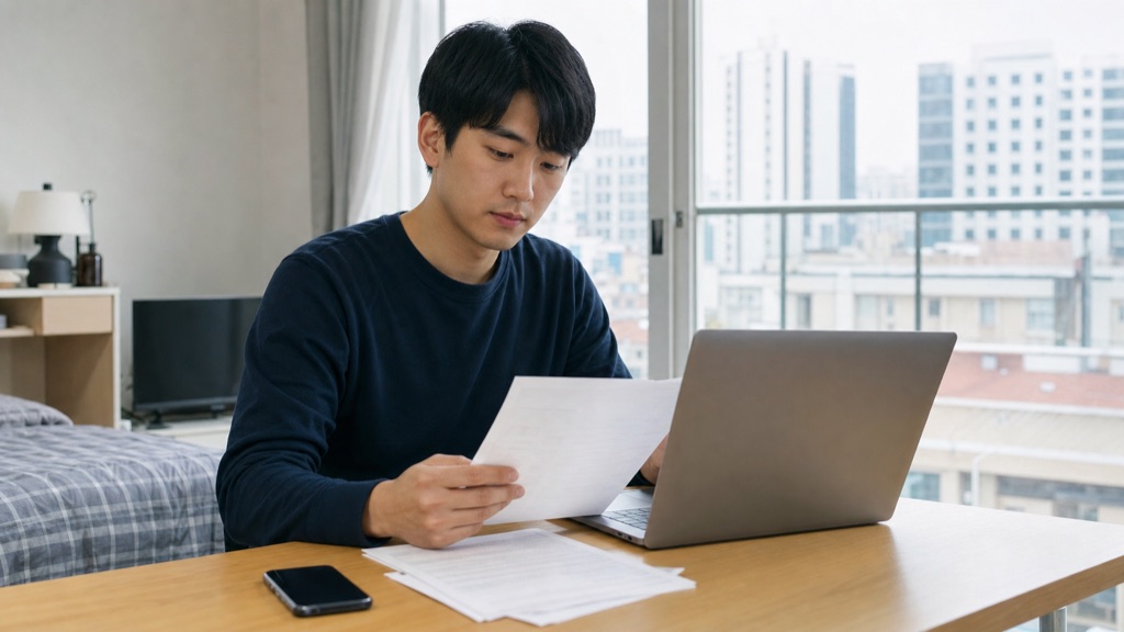 서울 청년월세지원 선정 결과 지급일 2026 확인을 위해 월세 서류를 살펴보는 청년
