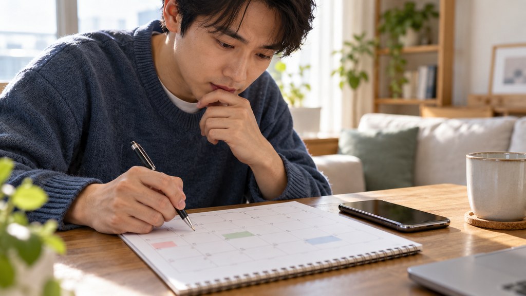 국민성장펀드 2차 일정에 맞춰 달력과 휴대전화를 확인하는 설명용 실사 사진