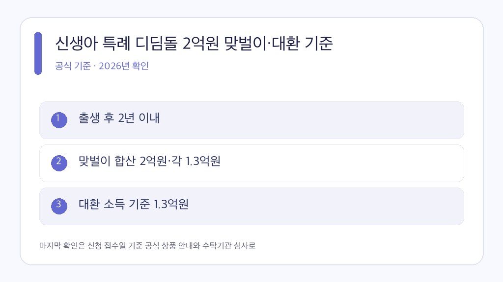 맞벌이 2억원 공식 조건과 판단 순서를 정리한 인포그래픽